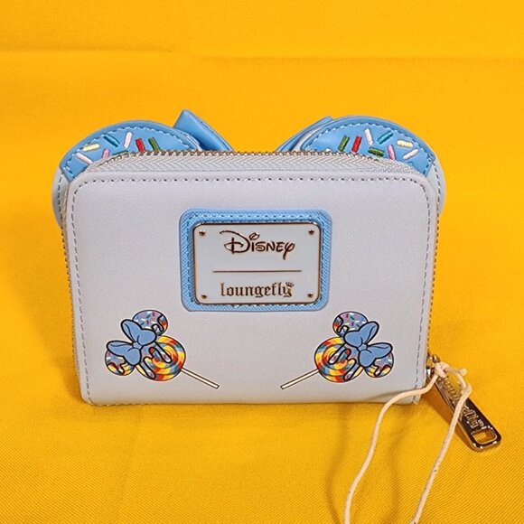 Loungefly Disney Minnie Mouse Lollipop Sprinkle Ears Small Zip Wallet Blue NEW - Picture 5 of 10